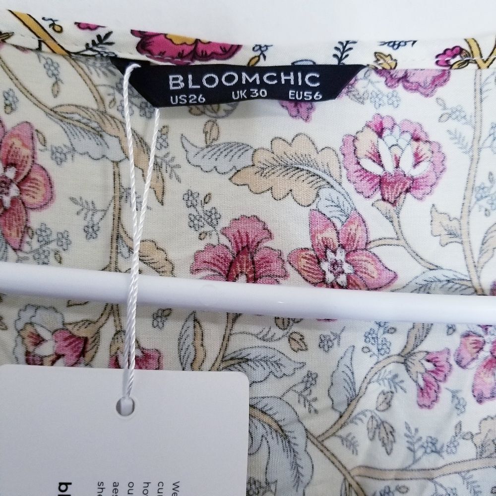 Blooomchic Bandana Print Surplice Neck Pocket Shirred Puff Sleeve Dress … - Picture 5 of 10